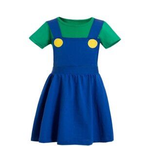 New green overall Dress Women S M L XL XXL cosplay Halloween costume Luigi Mario